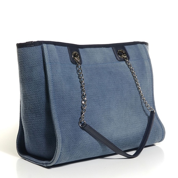 CHANEL Canvas Deauville Small Tote Denim Blue - Picture 3 of 7